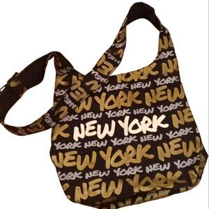 Arkash Vintage Silver and Gold New York Crossbody Tote Bag
